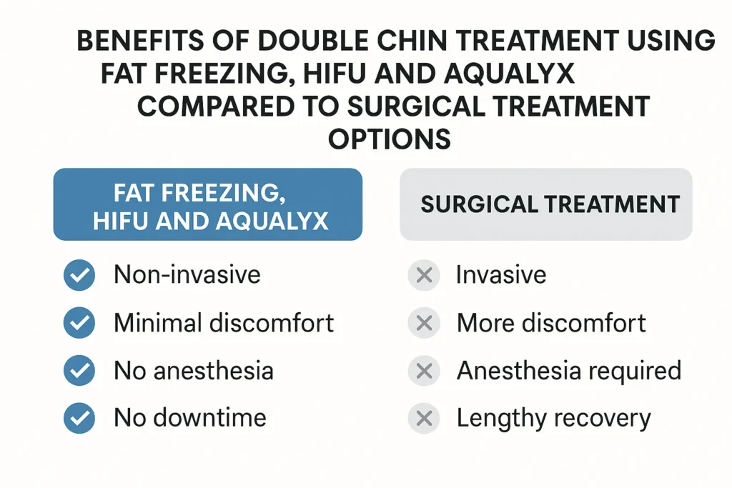 Graphic about the benefits of double chin treatment Southend-on-Sea - from LA LIPO