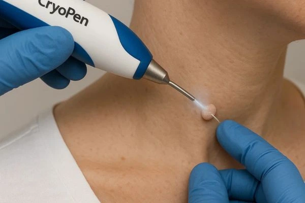Person receiving cryotherapy Southend-on-Sea for skin tag removal
